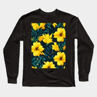 Yellow Daffodils Abstract Artwork Long Sleeve T-Shirt